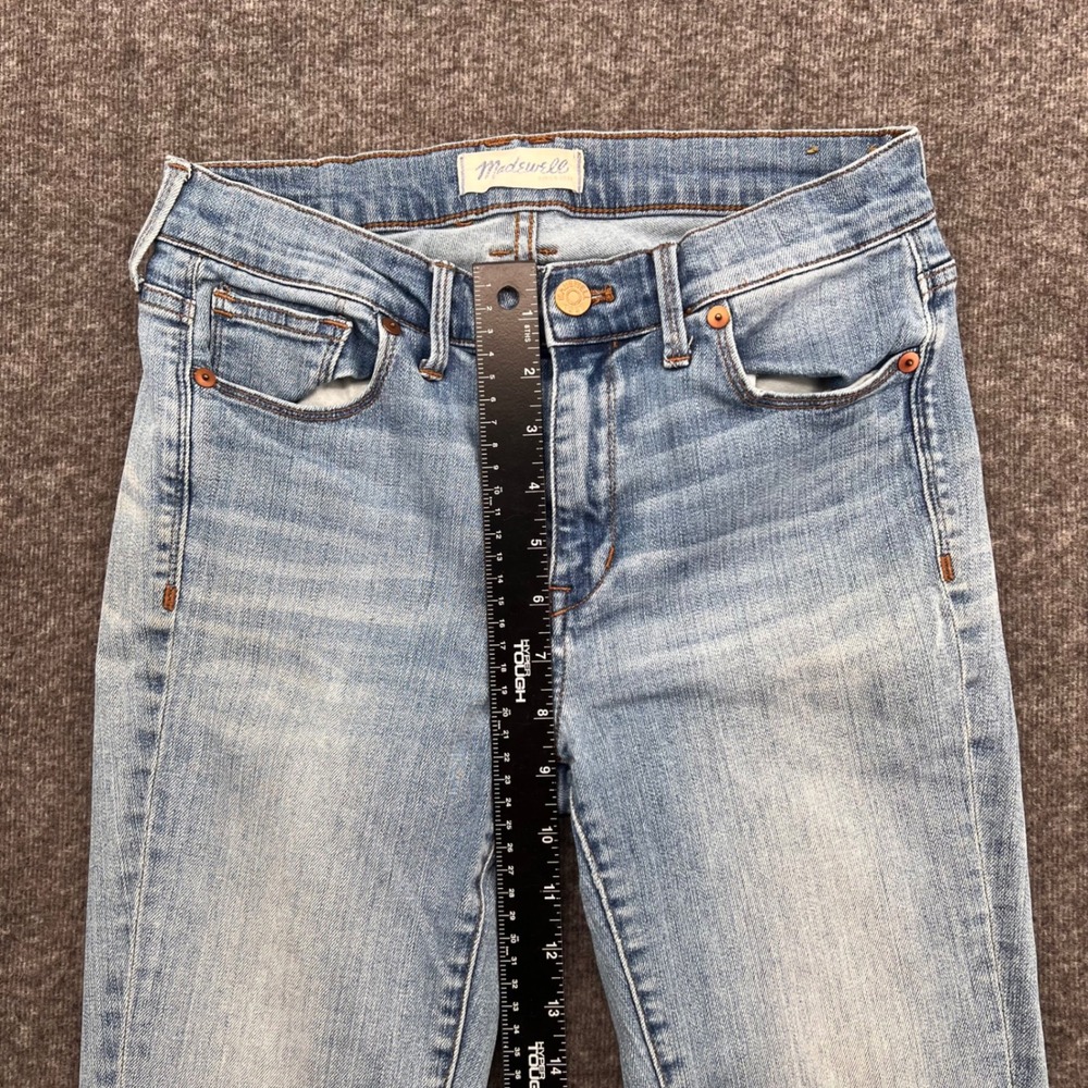 Madewell High Riser Skinny Jeans Light Wash Distressed Ripped Knee 27 Cropped - Picture 4 of 13